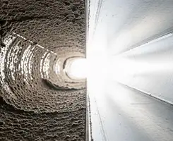 air duct cleaning services showing interior duct system inspection and cleaning in Cleveland, OH